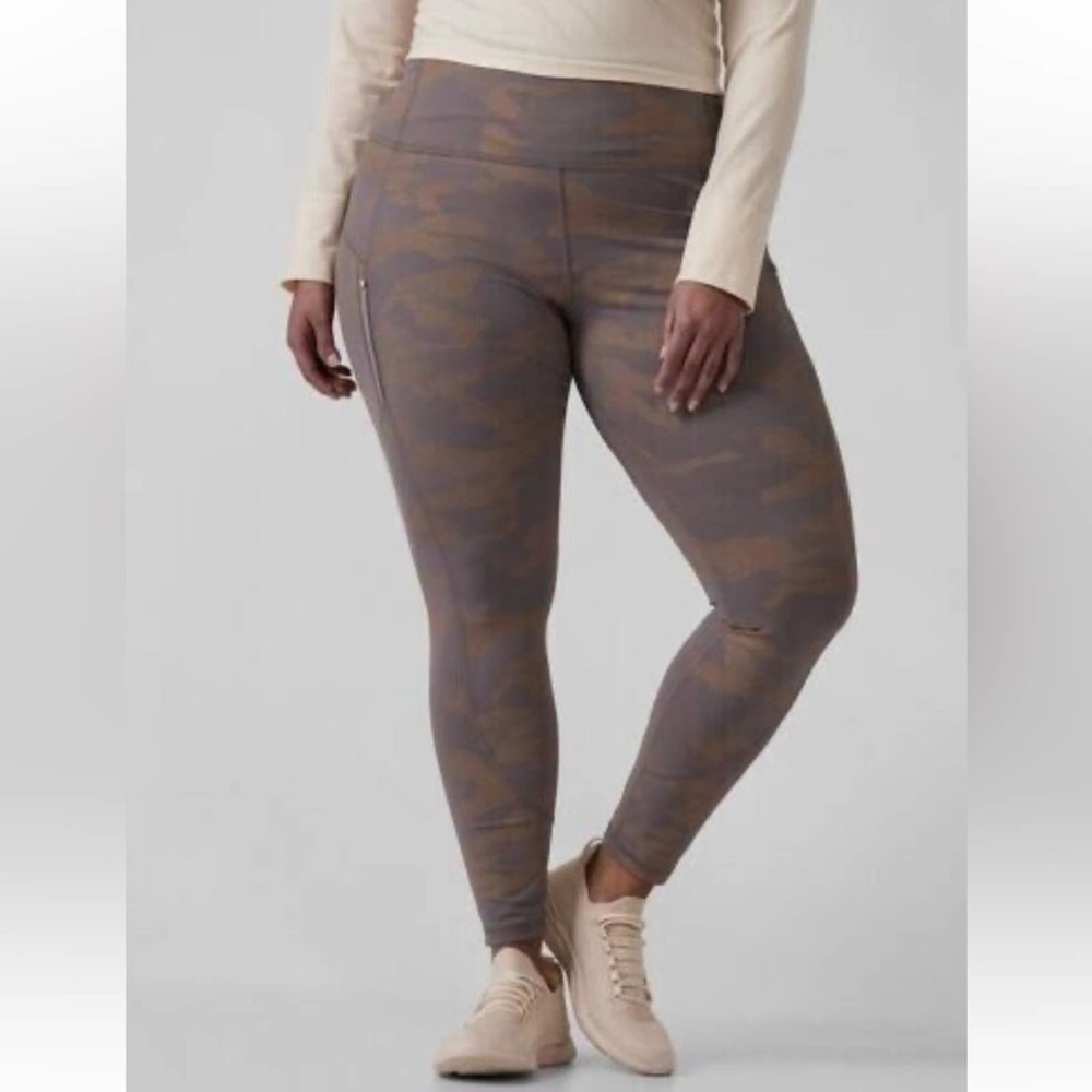 Athleta 3x Rainier Reflective Tight Camo Lux Reflective Bluff Grey